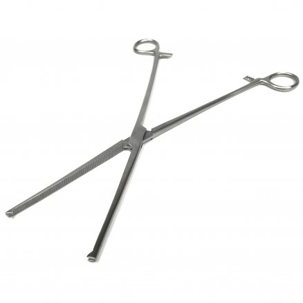 Затискач кровоспинний по Ochsner-Kocher, зубчатий, 1x2 зубці, прямий. Довжина 30 см